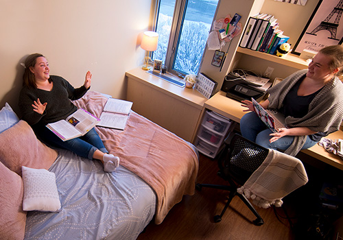 Students in residence room